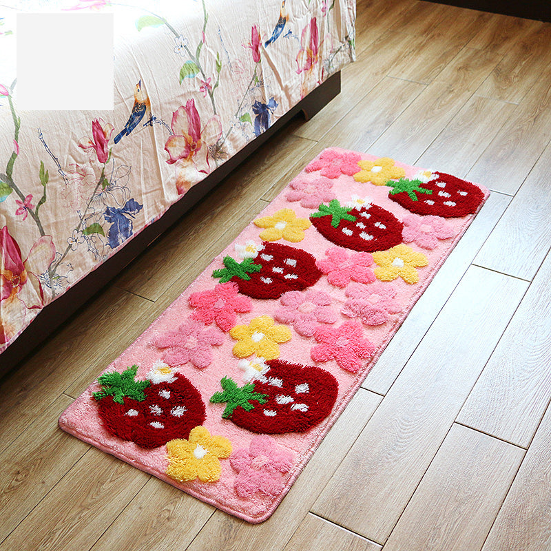 Kawaii Strawberry Flowers Non-slip Mat Cute Cartoon Design