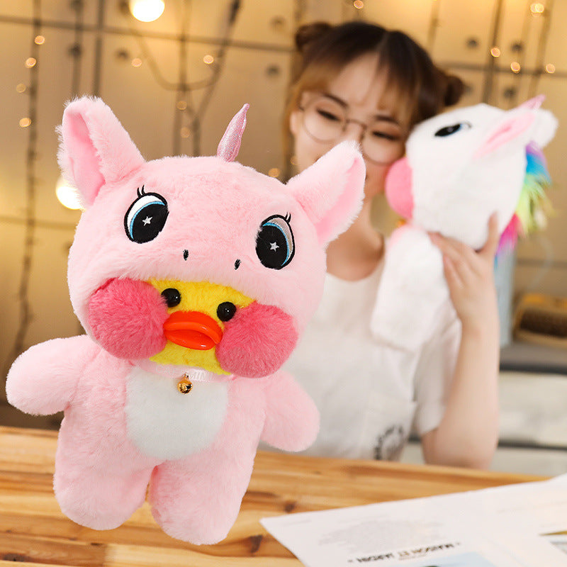 Canard Kawaii avec des jouets en peluche de poupée de costume d'animaux mignons