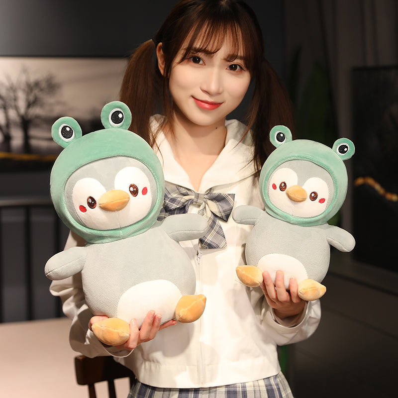 Oreiller de poupée en peluche Kawaii Pingouin avec costume d'animal mignon