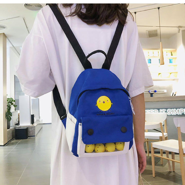 Mochila de anime de dibujos animados de pollos Kawaii Diseño de lona lindo Harajuku