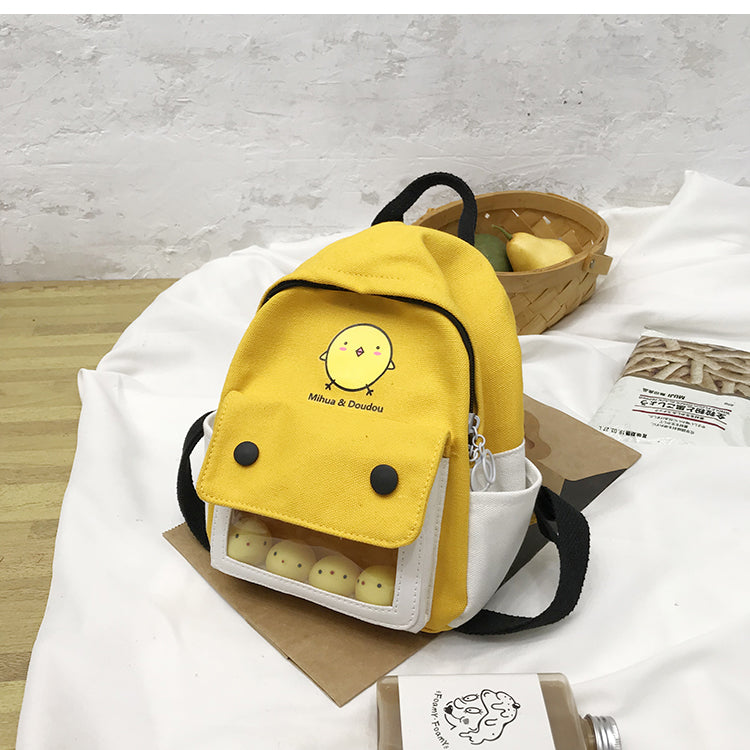 Mochila de anime de dibujos animados de pollos Kawaii Diseño de lona lindo Harajuku