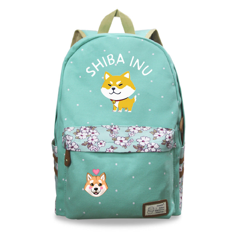 Mochila Kawaii Shiba Inu lindo perro mascota patrón impreso Harajuku