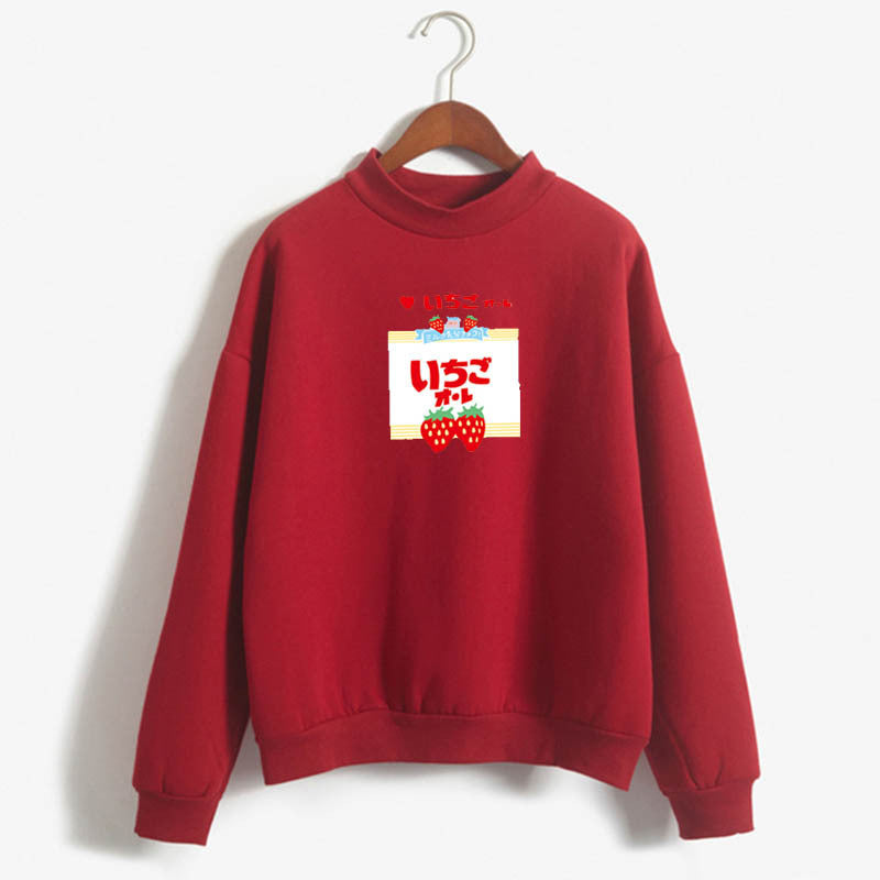Kawaii Shirt for Women Strawberry Milk Cute Print Long Sleeve Sweatshirt
