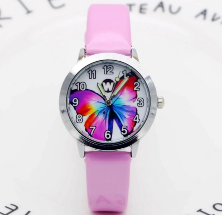 Kawaii Butterfly Dial Reloj a prueba de agua Cuarzo Colorido