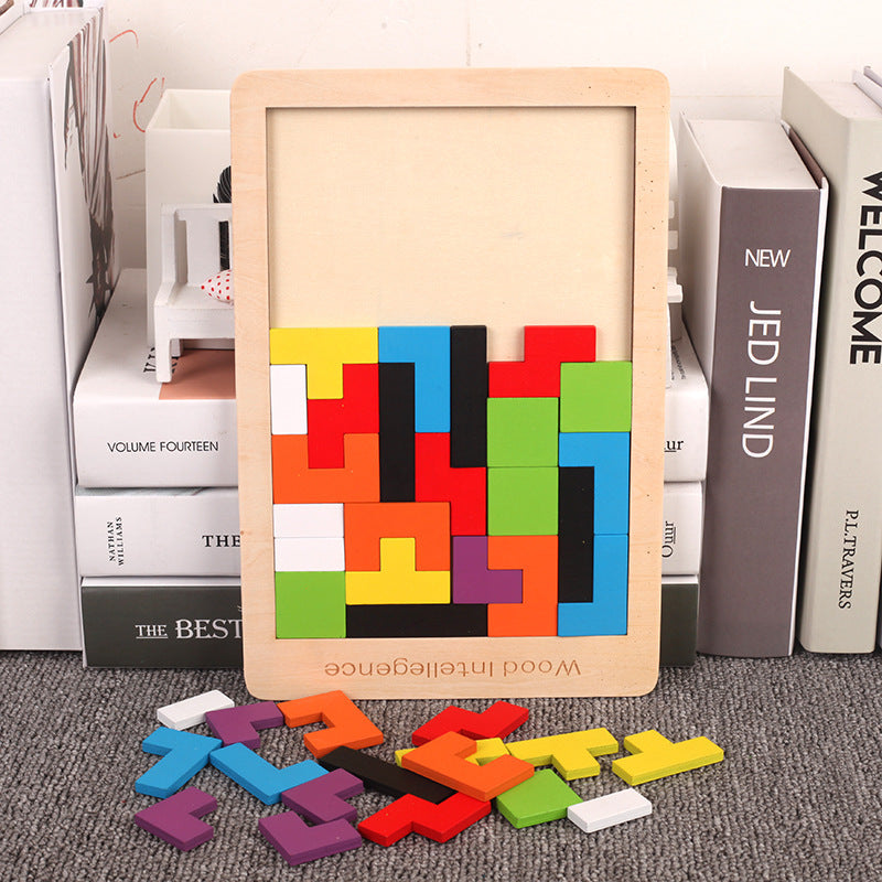 Kawaii Tetris Puzzle Juego de madera Diseño de juguete fresco