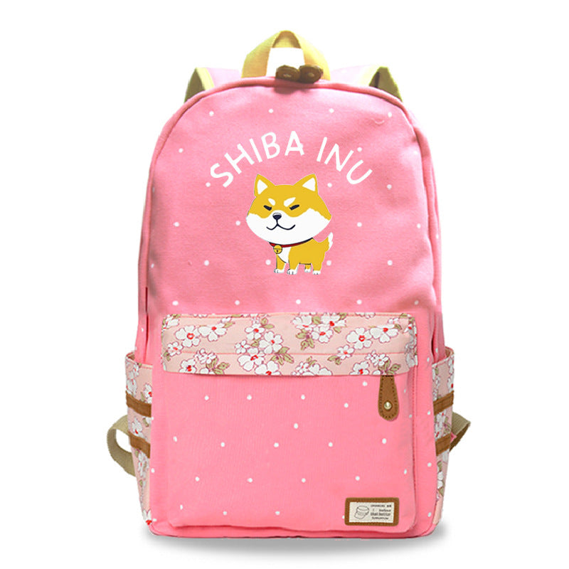 Mochila Kawaii Shiba Inu lindo perro mascota patrón impreso Harajuku