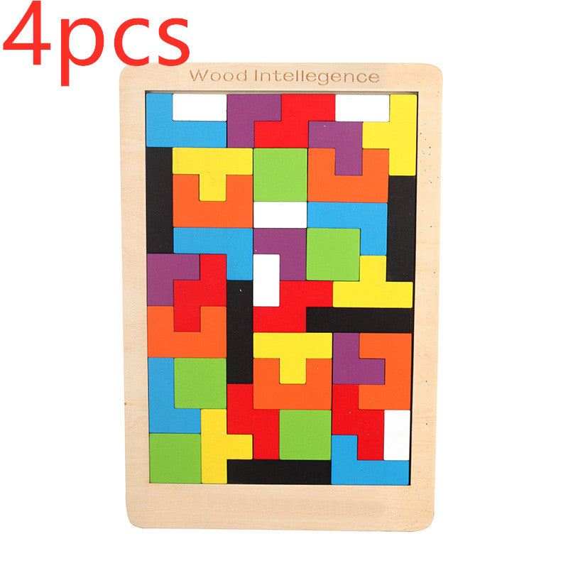 Kawaii Tetris Puzzle Juego de madera Diseño de juguete fresco