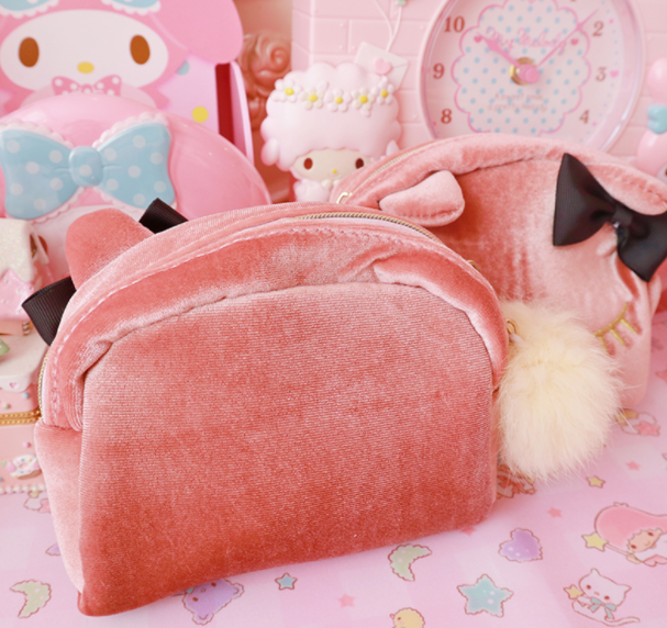 Kawaii Cartoon Kitty Plush Wallet Bags Small Fur Ball Kitten Cosmetic Bag Girls Makeup bags For Lovers Children Gifts Cute Cat