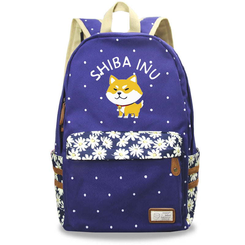 Mochila Kawaii Shiba Inu lindo perro mascota patrón impreso Harajuku