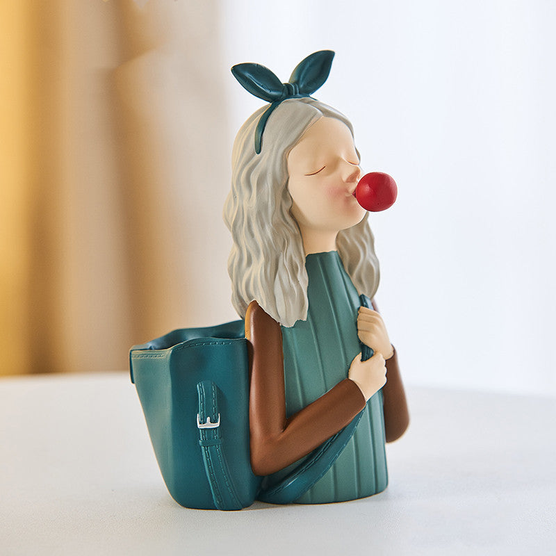 Kawaii Bubble Girl Study Room Original Ornament Pen Holder Storage Decoration Home Gift