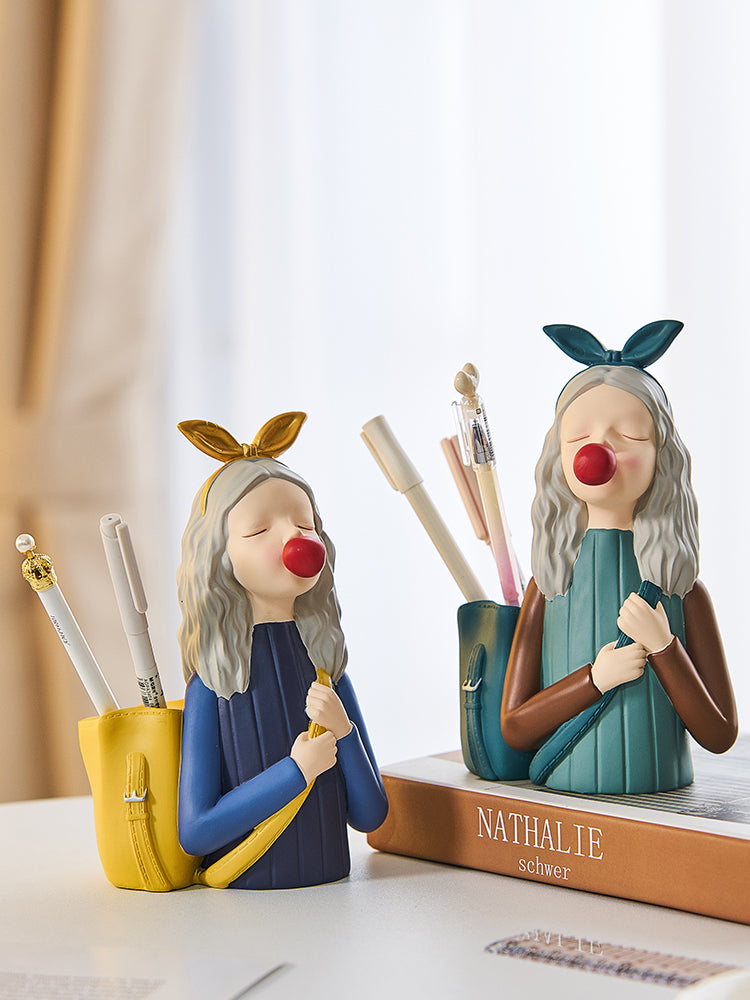 Kawaii Bubble Girl Study Room Original Ornament Pen Holder Storage Decoration Home Gift