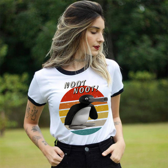 Kawaii Noot Noot Penguin Women T-Shirt Funny Cute Anime Design Harajuku