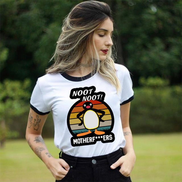 Kawaii Noot Noot Penguin Women T-Shirt Funny Cute Anime Design Harajuku