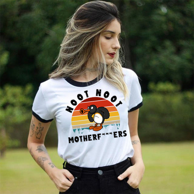 Kawaii Noot Noot Penguin Women T-Shirt Funny Cute Anime Design Harajuku