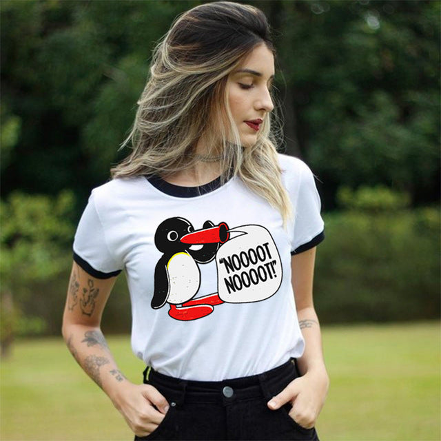Kawaii Noot Noot Penguin Women T-Shirt Funny Cute Anime Design Harajuku