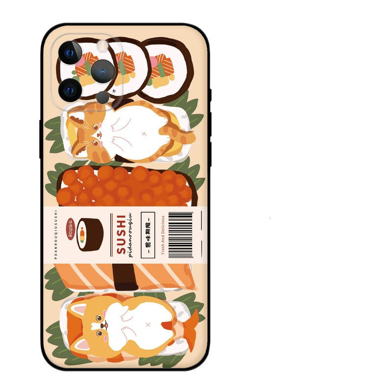 Kawaii Shiba Inu Dog Sushi Phone Case Cute Anime Cartoon Japanese Design