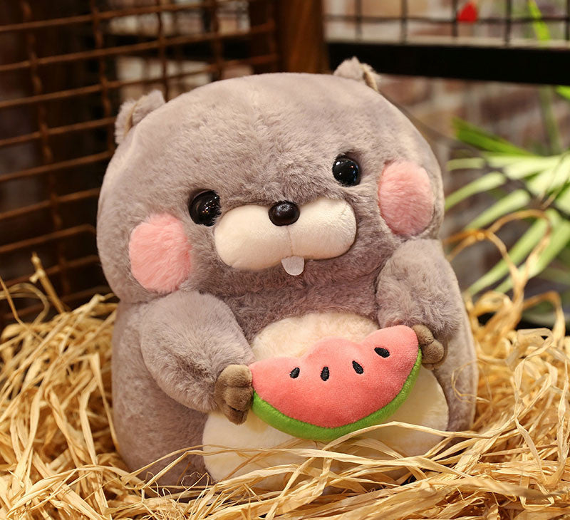 Oreiller de poupée en peluche marmotte kawaii