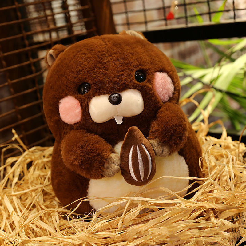 Oreiller de poupée en peluche marmotte kawaii