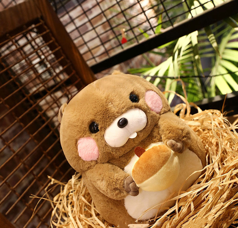 Oreiller de poupée en peluche marmotte kawaii