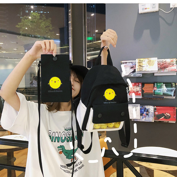 Mochila de anime de dibujos animados de pollos Kawaii Diseño de lona lindo Harajuku