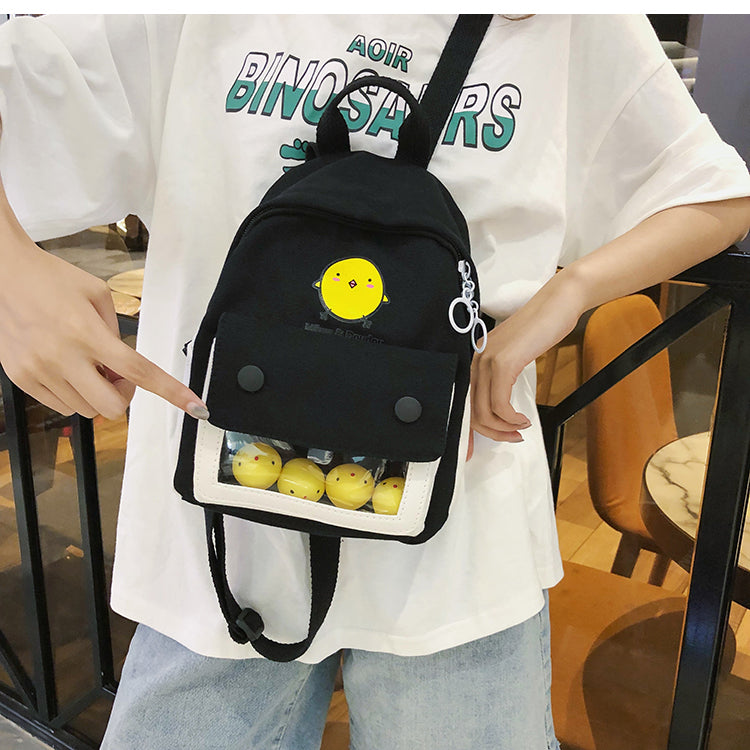 Mochila de anime de dibujos animados de pollos Kawaii Diseño de lona lindo Harajuku