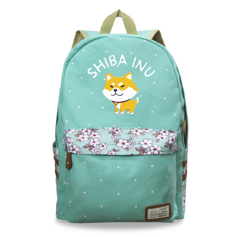 Mochila Kawaii Shiba Inu lindo perro mascota patrón impreso Harajuku