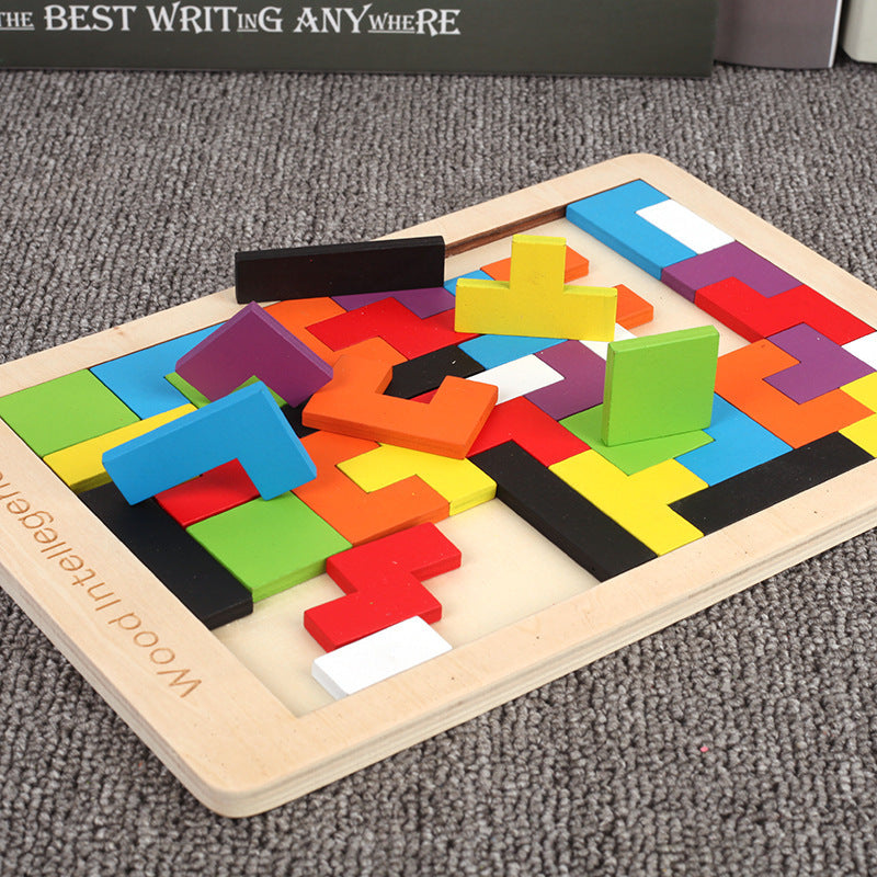 Kawaii Tetris Puzzle Juego de madera Diseño de juguete fresco