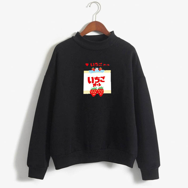 Kawaii Shirt for Women Strawberry Milk Cute Print Long Sleeve Sweatshirt