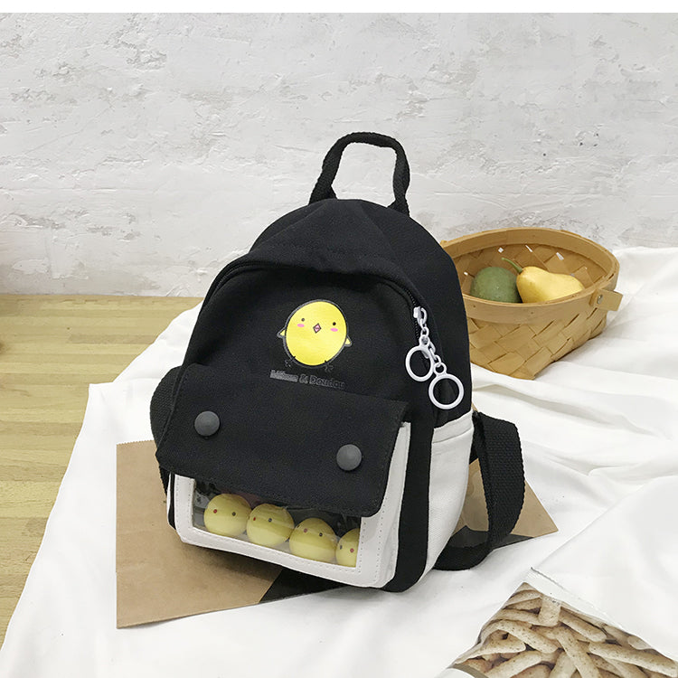 Mochila de anime de dibujos animados de pollos Kawaii Diseño de lona lindo Harajuku