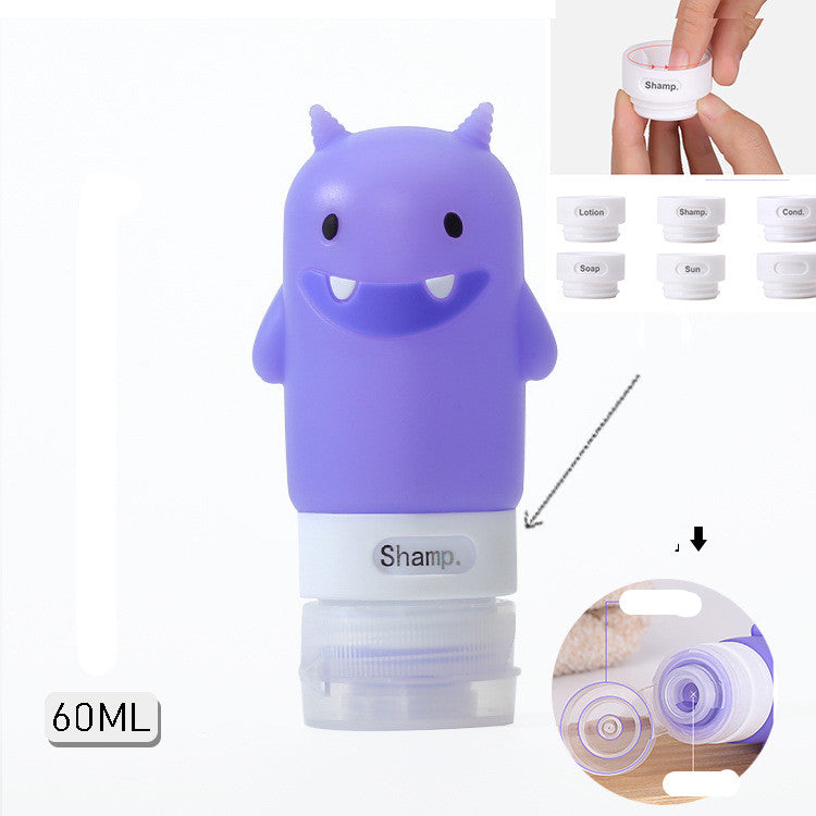 Kawaii Portable Cute Cartoon Bear Penguin Animal Silicone Travel Case Organizer Shampoo Shower Gel Lotion Storage Refillable Bottle