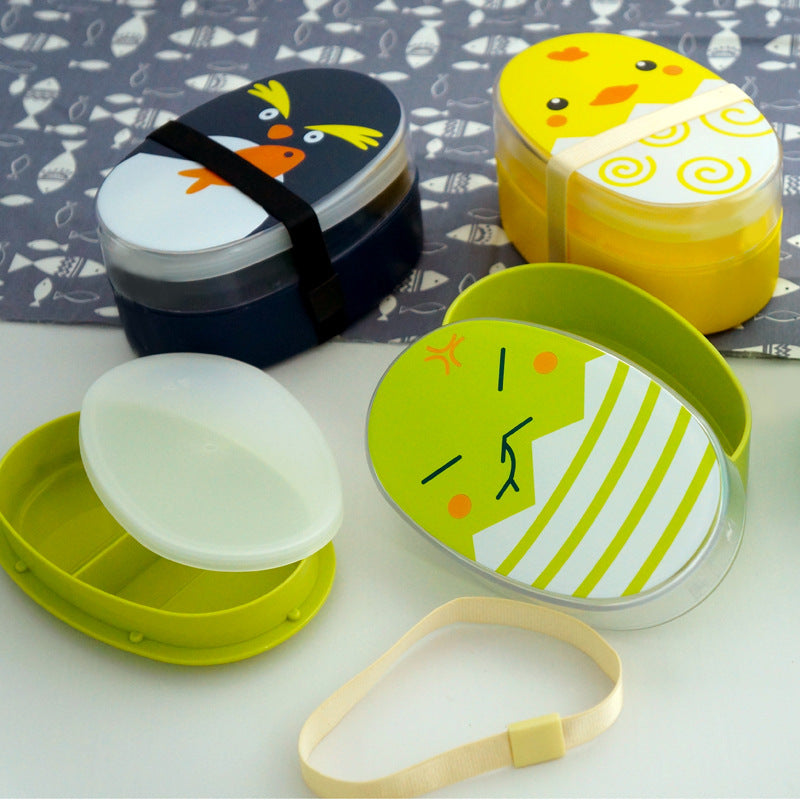 Lunch Box Plastique Kawaii 700ml Pingouin Poulet Dinosaure Gotzilla