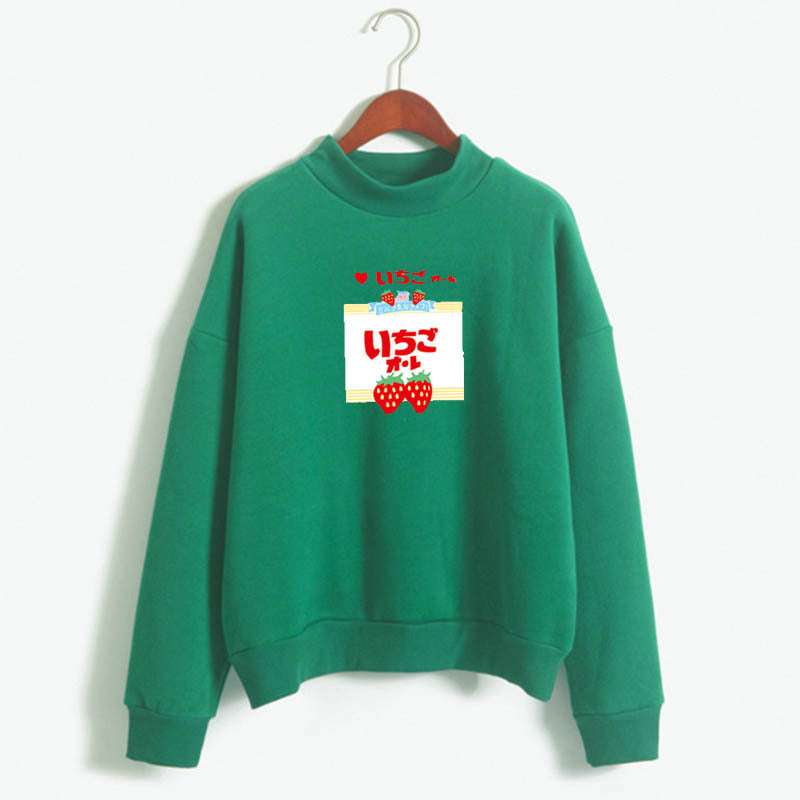 Kawaii Shirt for Women Strawberry Milk Cute Print Long Sleeve Sweatshirt