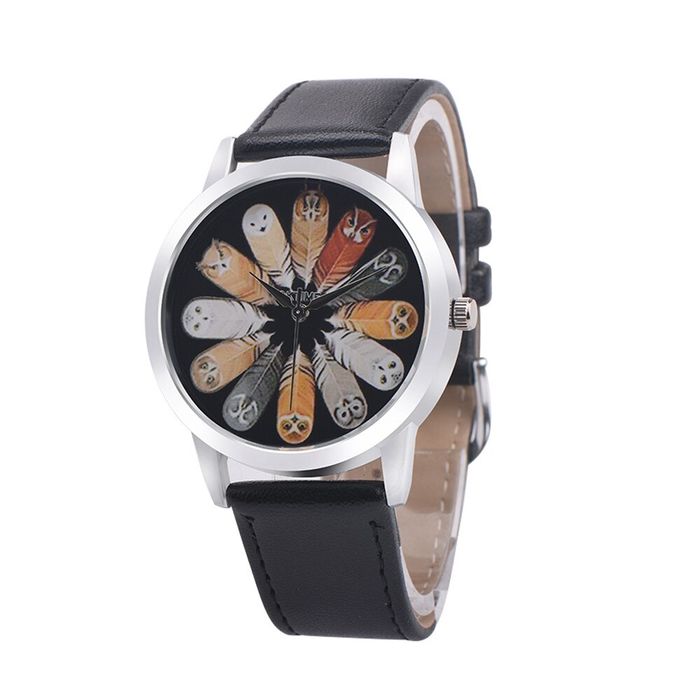 Kawaii Owl Feather Mujer Reloj Cuarzo Moda
