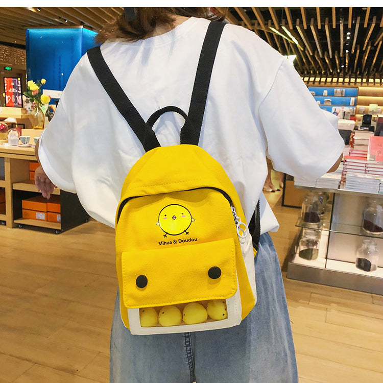 Mochila de anime de dibujos animados de pollos Kawaii Diseño de lona lindo Harajuku