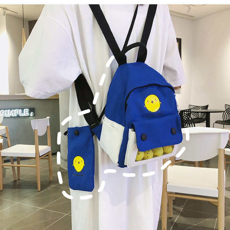 Mochila de anime de dibujos animados de pollos Kawaii Diseño de lona lindo Harajuku