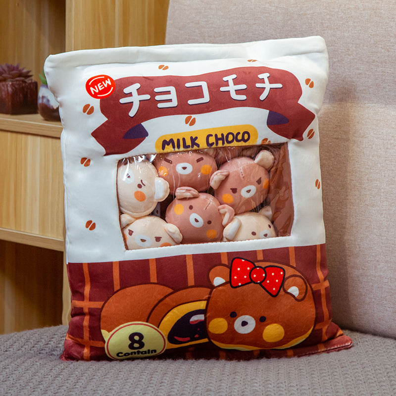 Kawaii Plush Balls Snack Mignon Jouet Oreiller Lait Choco Ours