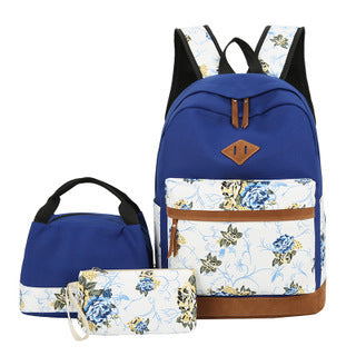 Sac à dos de style japonais Kawaii avec ensemble d'épaules florales Sac à dos mignon, sac à lunch et sac à stylos