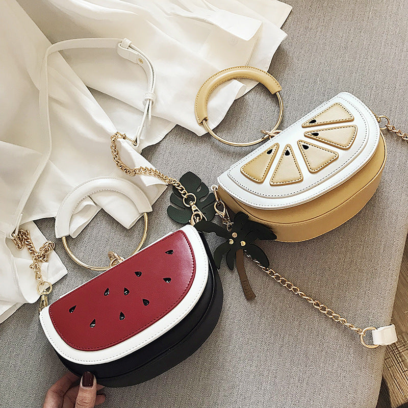 Kawaii Watermelon and Lemon Messenger Shoulder Bag Cute Fruit Design