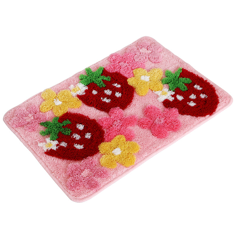 Kawaii Strawberry Flowers Non-slip Mat Cute Cartoon Design