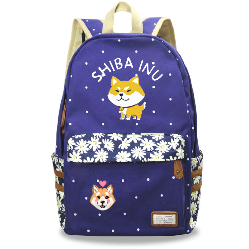 Mochila Kawaii Shiba Inu lindo perro mascota patrón impreso Harajuku