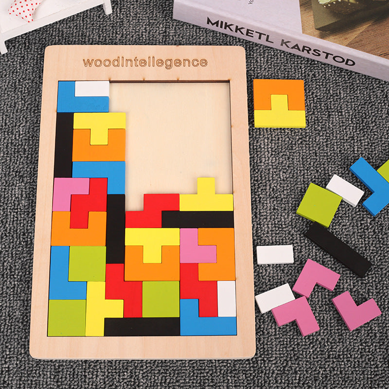 Kawaii Tetris Puzzle Juego de madera Diseño de juguete fresco