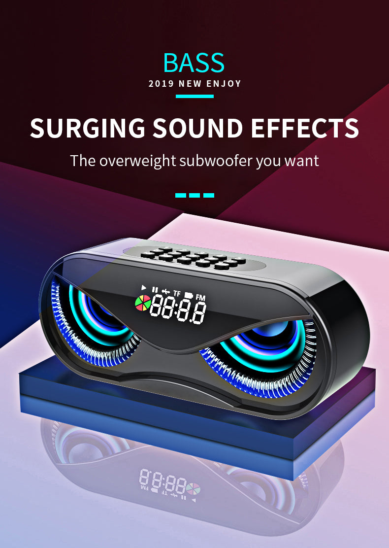 Kawaii Owl Eyes Bluetooth Speaker Colorful lights, dual speakers, digital buttons, Great Sound Cool