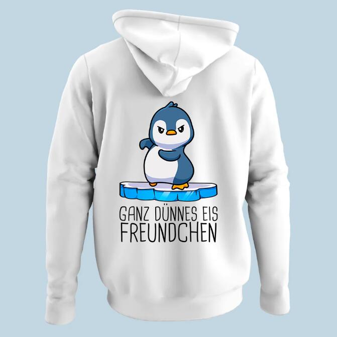 Kawaii Loose Hooded Sweater Penguin on Ice Cute Design Printed Long Sleeve Harajuku Style