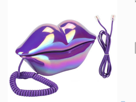 Kawaii Kiss Lip Phone, Flaming Red Lips, Big Mouth, Fixed Phone, Vintage Retro Telephone 80s