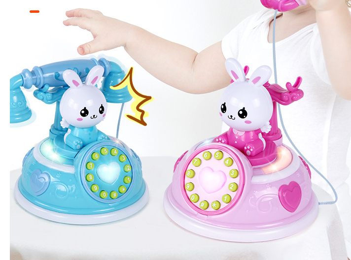 Kawaii dibujos animados conejo teléfono Vintage niños juguete educación temprana máquina de cuentos