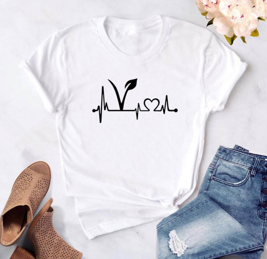 T-shirt femme Kawaii T-shirt à manches courtes Heart Beat for Animals and Nature