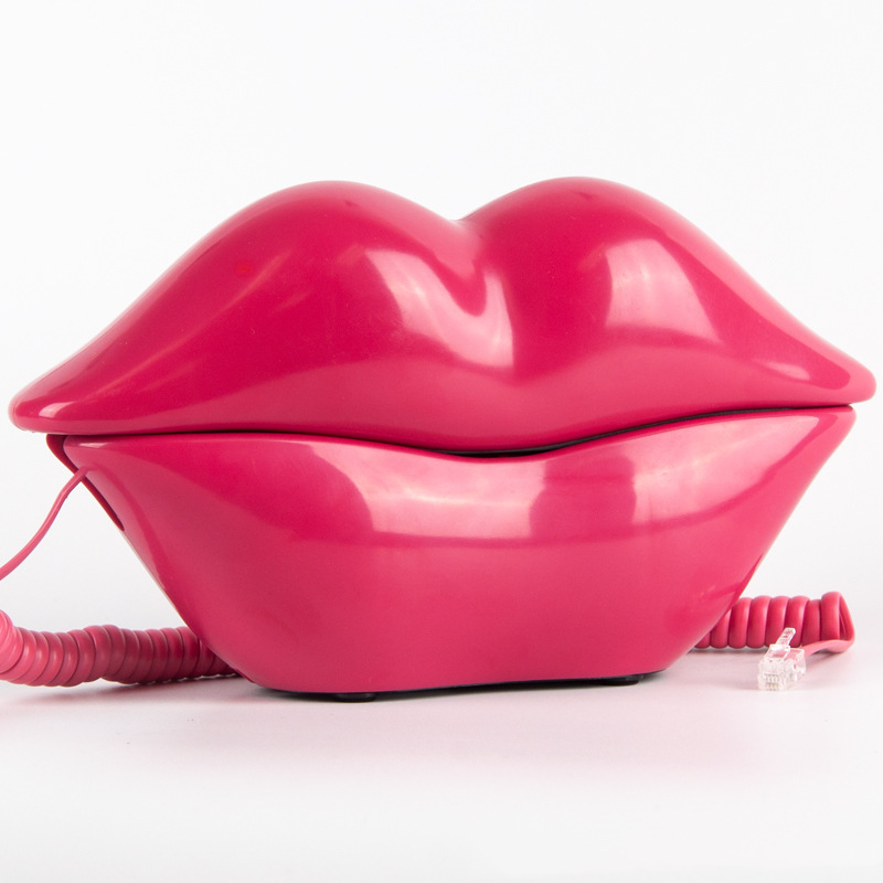 Kawaii Kiss Lip Phone, Flaming Red Lips, Big Mouth, Fixed Phone, Vintage Retro Telephone 80s