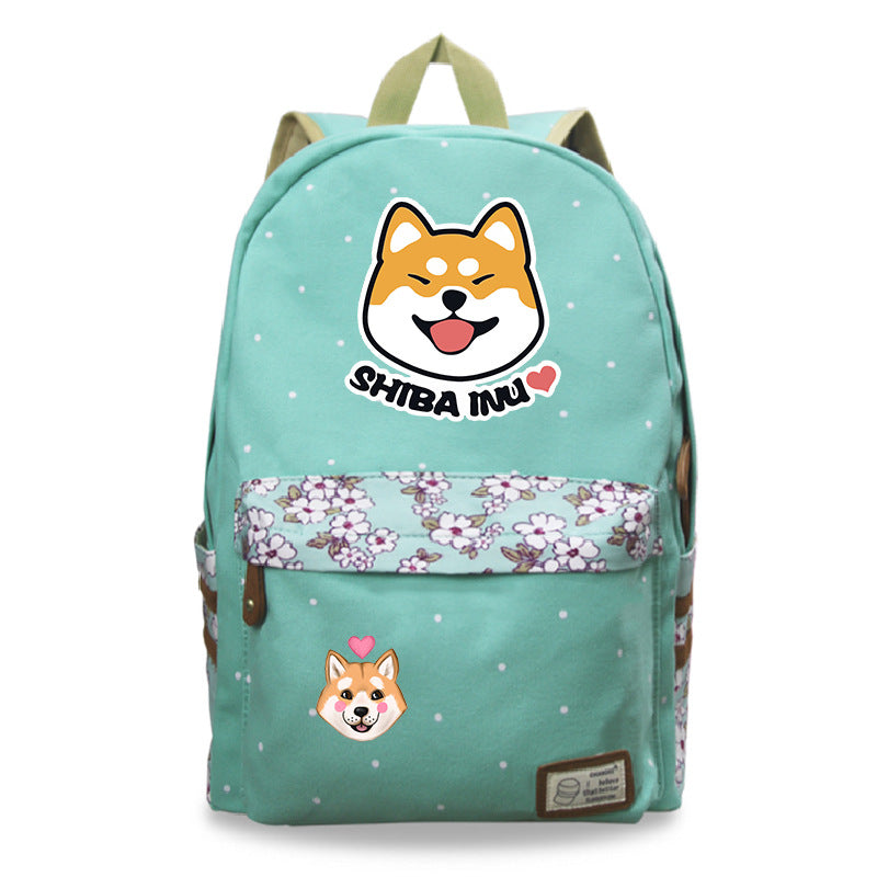 Mochila Kawaii Shiba Inu lindo perro mascota patrón impreso Harajuku