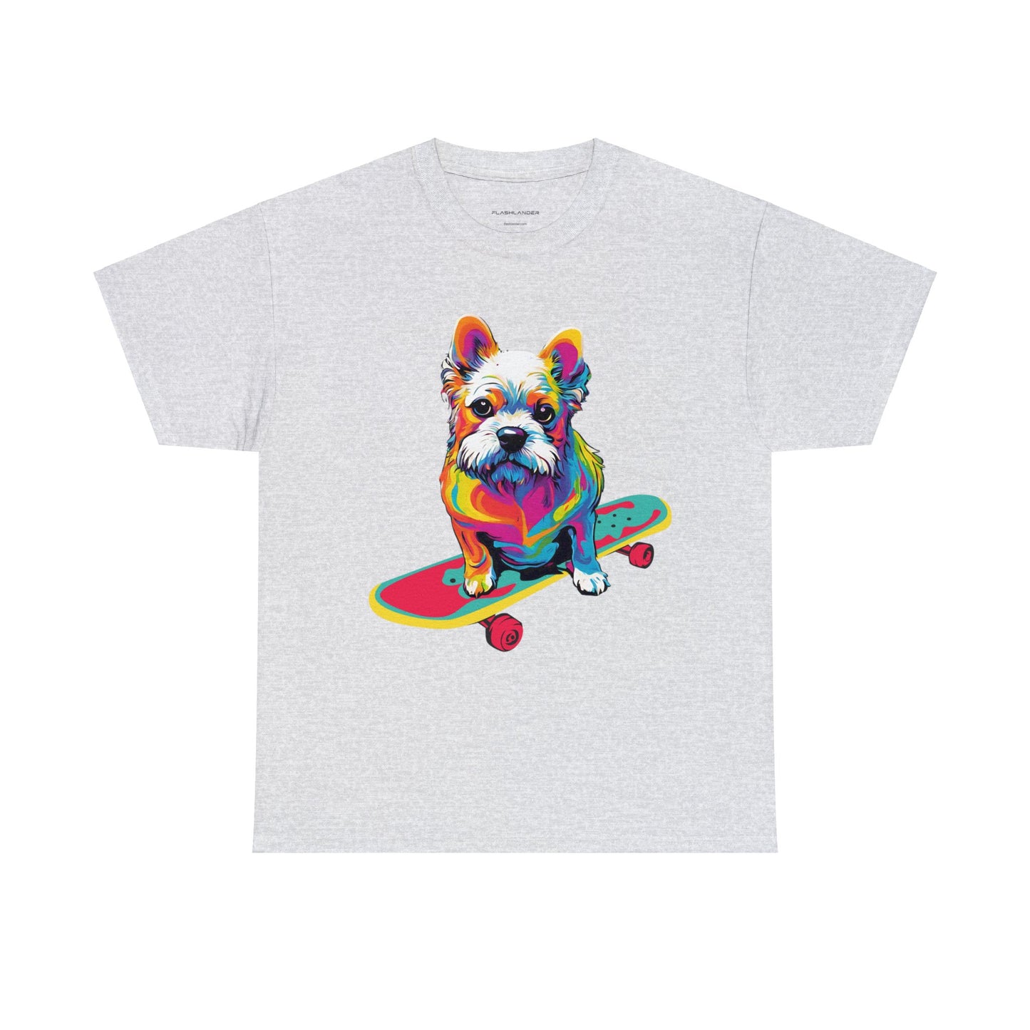 Paws on Wheels Pop Art Skateboarding Dog Tee Unisex Heavy Cotton Graphic Tee Kawaii Friends