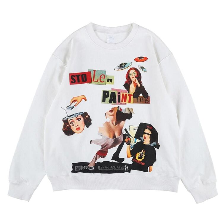 Kawaii Art Loose-fitting Casual Round-neck Top